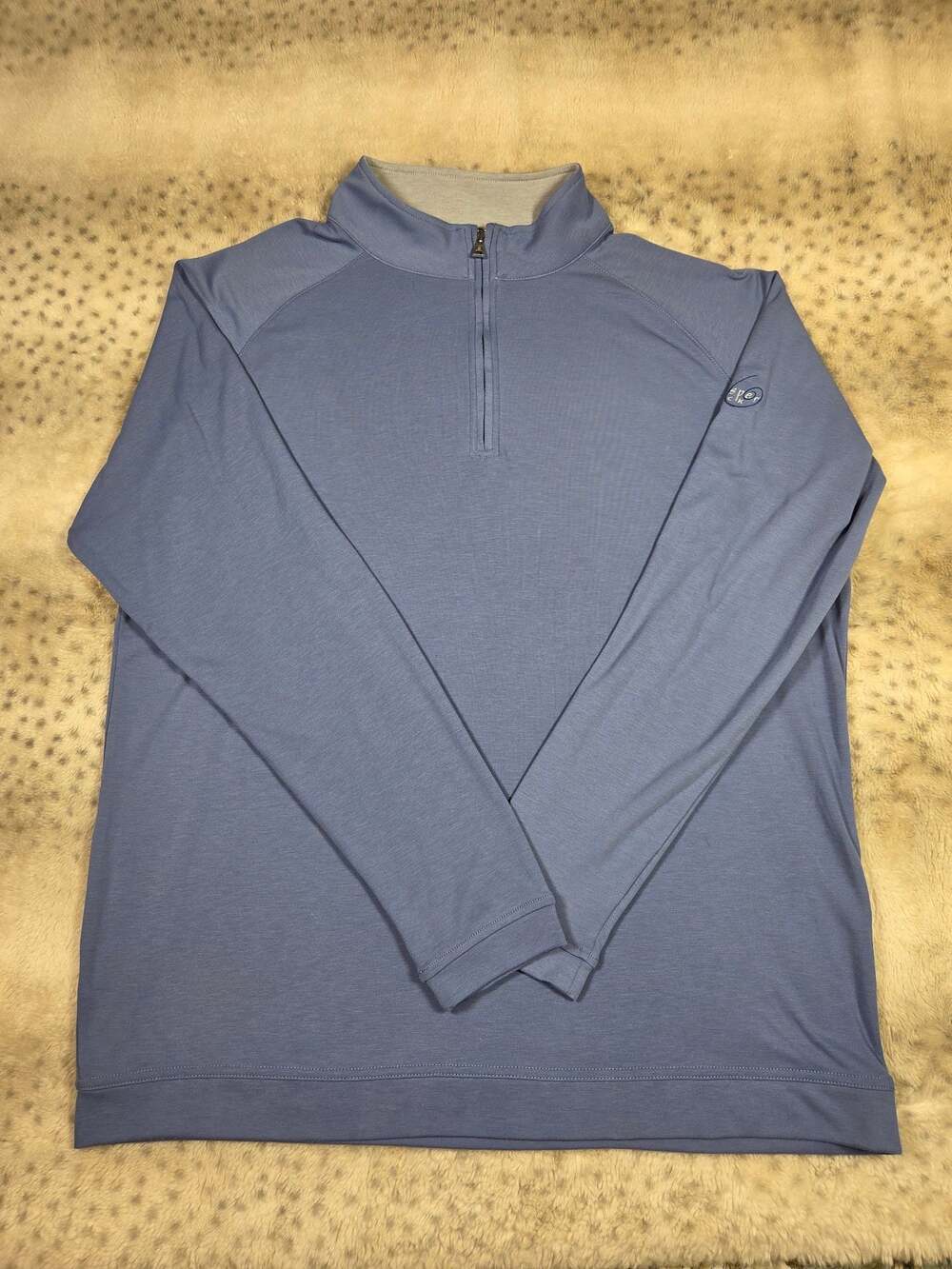 Peter Millar Crown Crafted XL Whisper Rock Golf Quarter Zip Pullover Blue Wool